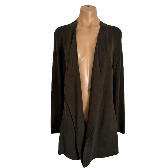 Eileen Fisher Angle Front Silk Blend Cardigan SZ M - Picture 2 of 7